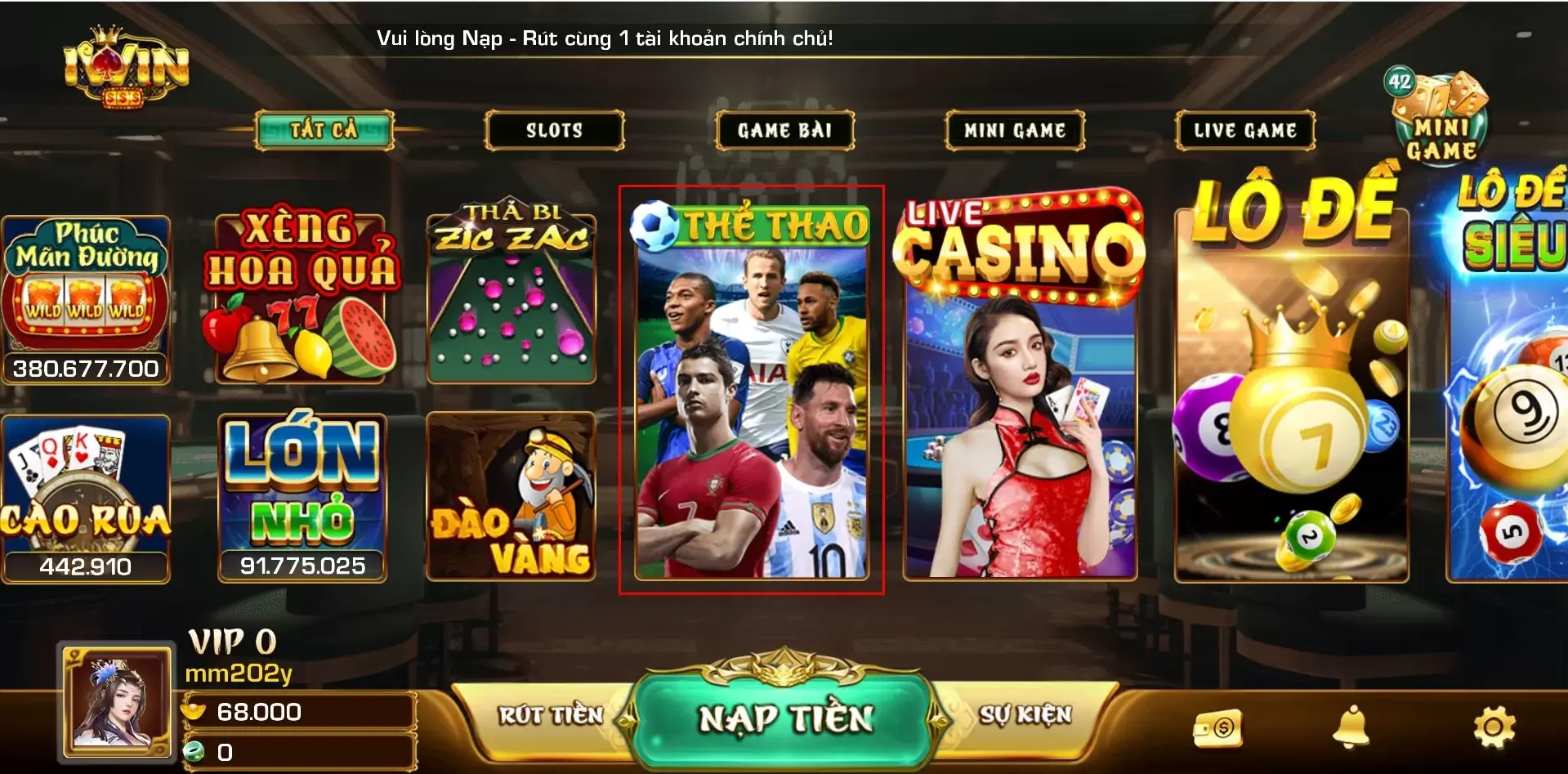 Danh mục game được yêu thích tại iWin